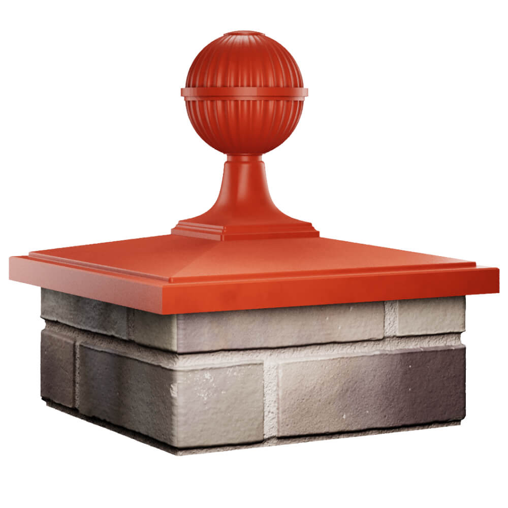 Колпак Zking БонаМоно Красный с шаром на столб 1.5х1.5 кирпича (385х385, 400х400мм) в сборе в Бишкеке фото