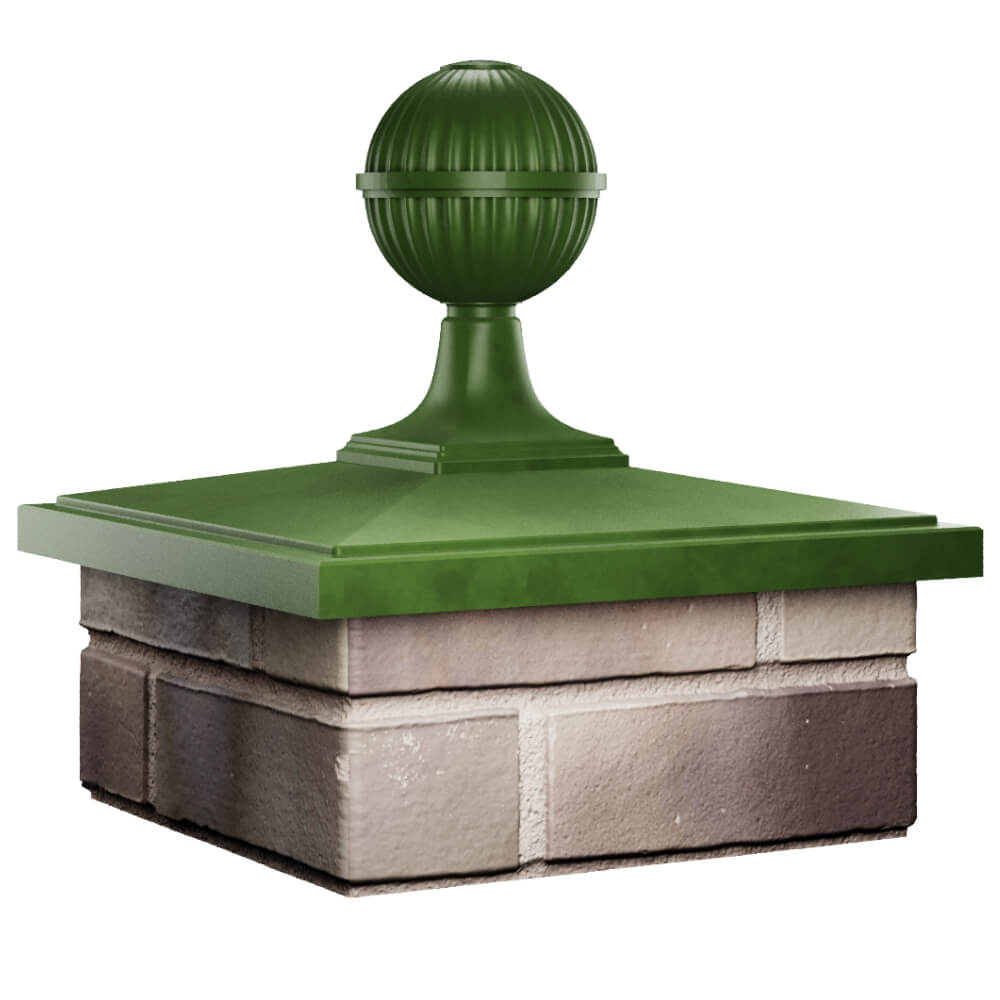 Колпак Zking БонаМоно Зеленый с шаром на столб 1.5х1.5 кирпича (385х385, 400х400мм) в сборе в Бишкеке фото