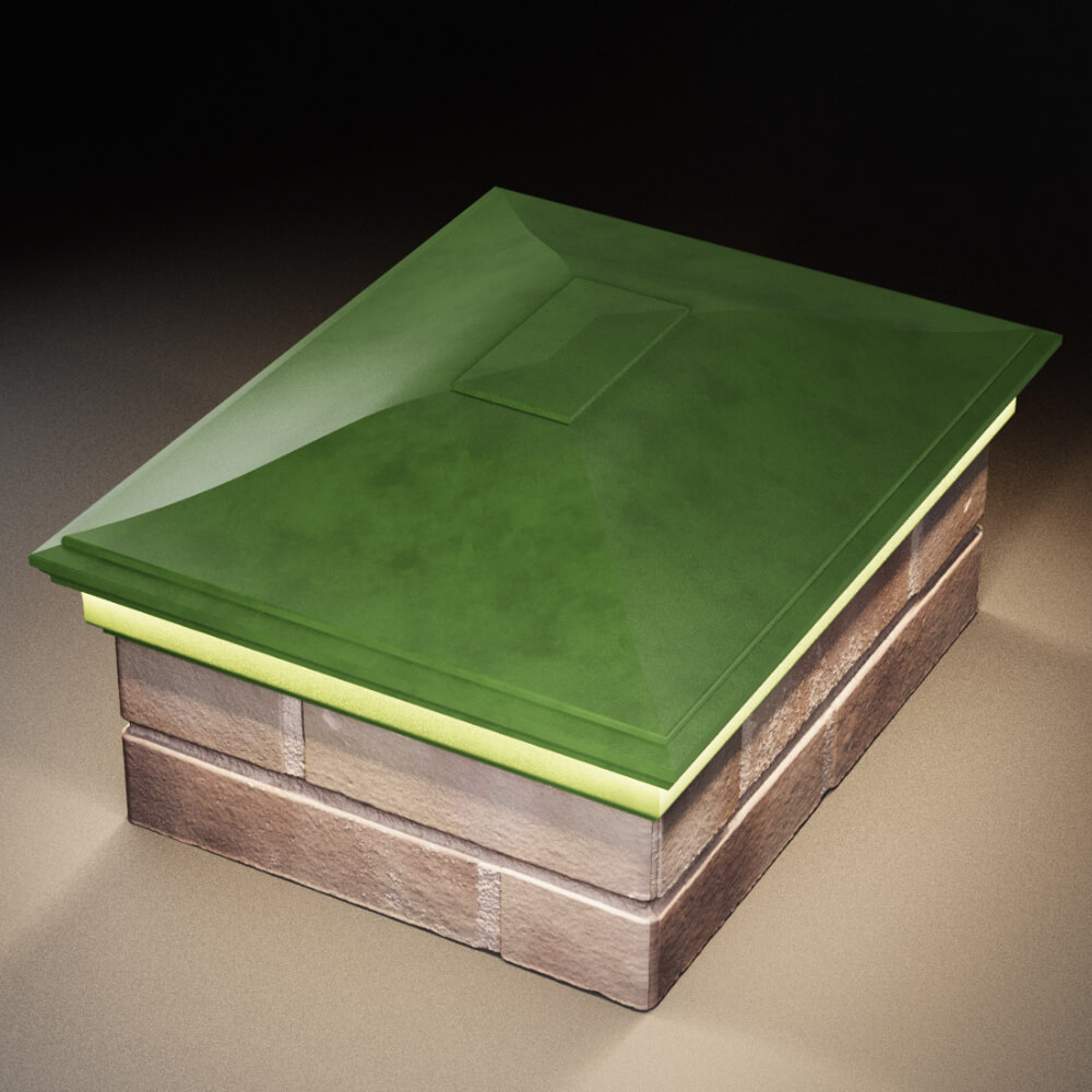 Колпак Zking Монблан Зеленый на столб 2х1.5 кирпича (515х385мм) c подсветкой в Бишкеке фото