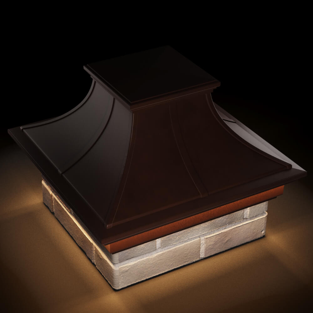 Колпак Zking Монблан Премиум Коричневый на столб 1.5х1.5 кирпича (385х385мм) с подсветкой в Бишкеке фото