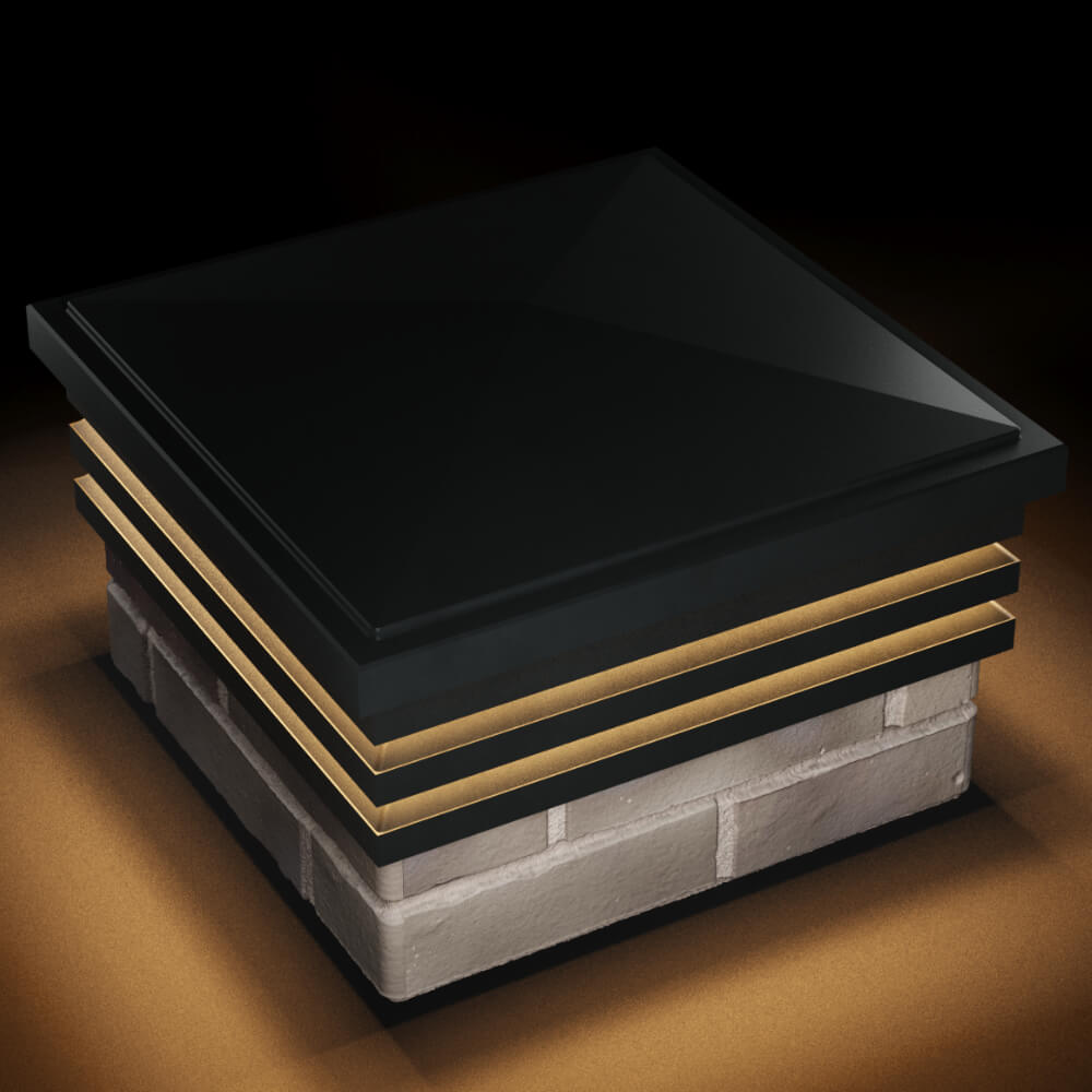 Колпак Zking Бона ХайТек Черный на столб 1.5х1.5 кирпича (385х385мм) с подсветкой в Бишкеке фото