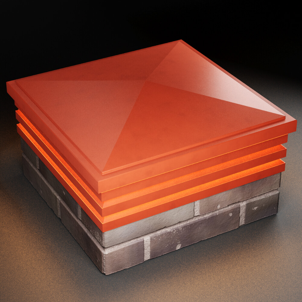 Колпак Zking Бона ХайТек Красный на столб 2х2 кирпича (513х513мм) с подсветкой в Бишкеке фото