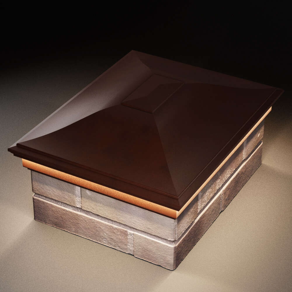 Колпак Zking Монблан Коричневый на столб 2х1.5 кирпича (515х385мм) c подсветкой в Бишкеке фото