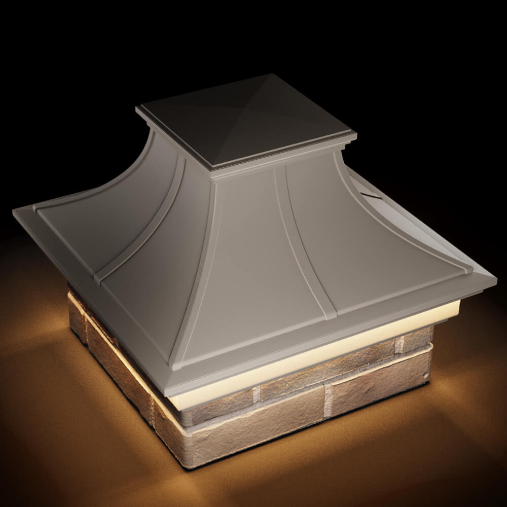 Колпак Zking Монблан Премиум Бежевый на столб 1.5х1.5 кирпича (385х385мм) с подсветкой в Бишкеке фото