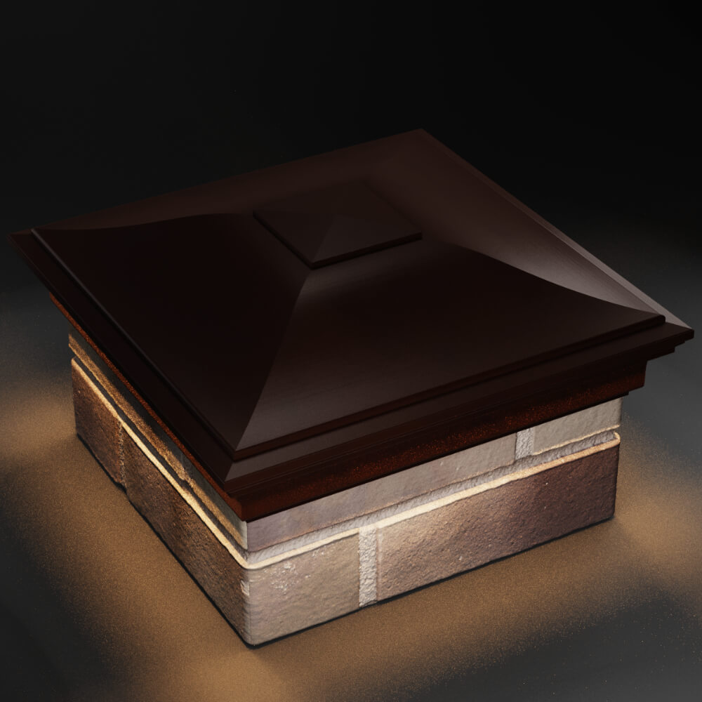 Колпак Zking Монблан Коричневый на столб 1.5х1.5 кирпича (385х385мм) с подсветкой в Бишкеке фото