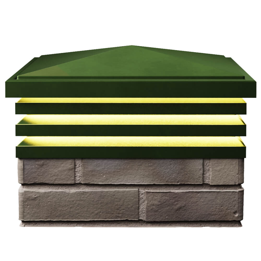 Колпак Zking Бона ХайТек Зеленый на столб 1.5х1.5 кирпича (385х385мм) с подсветкой в Бишкеке фото