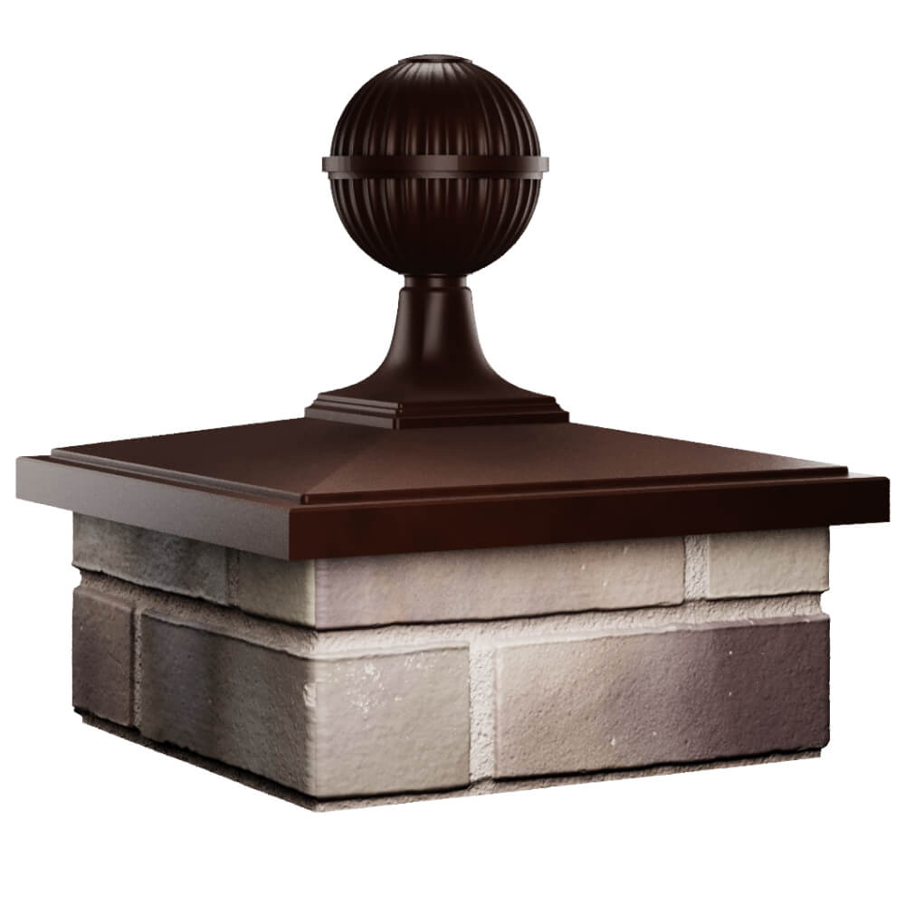 Колпак Zking БонаМоно Коричневый с шаром на столб 1.5х1.5 кирпича (385х385, 400х400мм) в сборе в Бишкеке фото