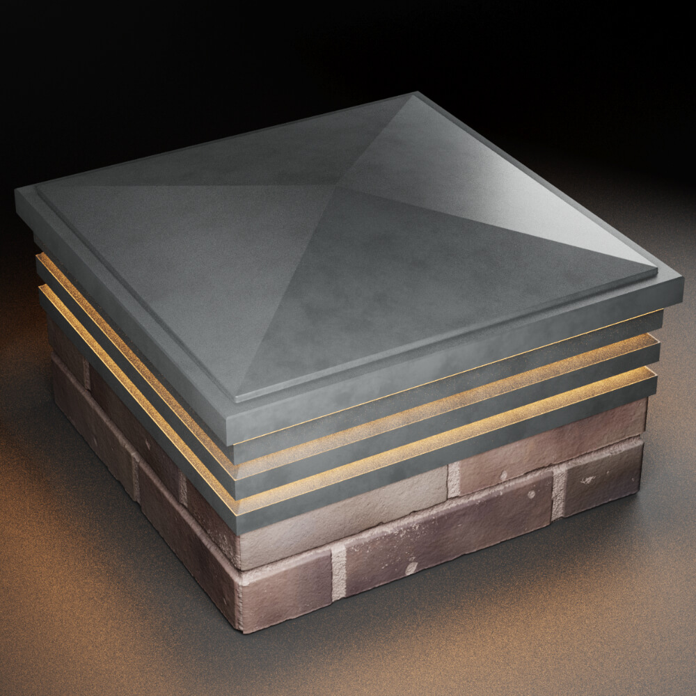 Колпак Zking Бона ХайТек Серый на столб 2х2 кирпича (513х513мм) с подсветкой в Бишкеке фото