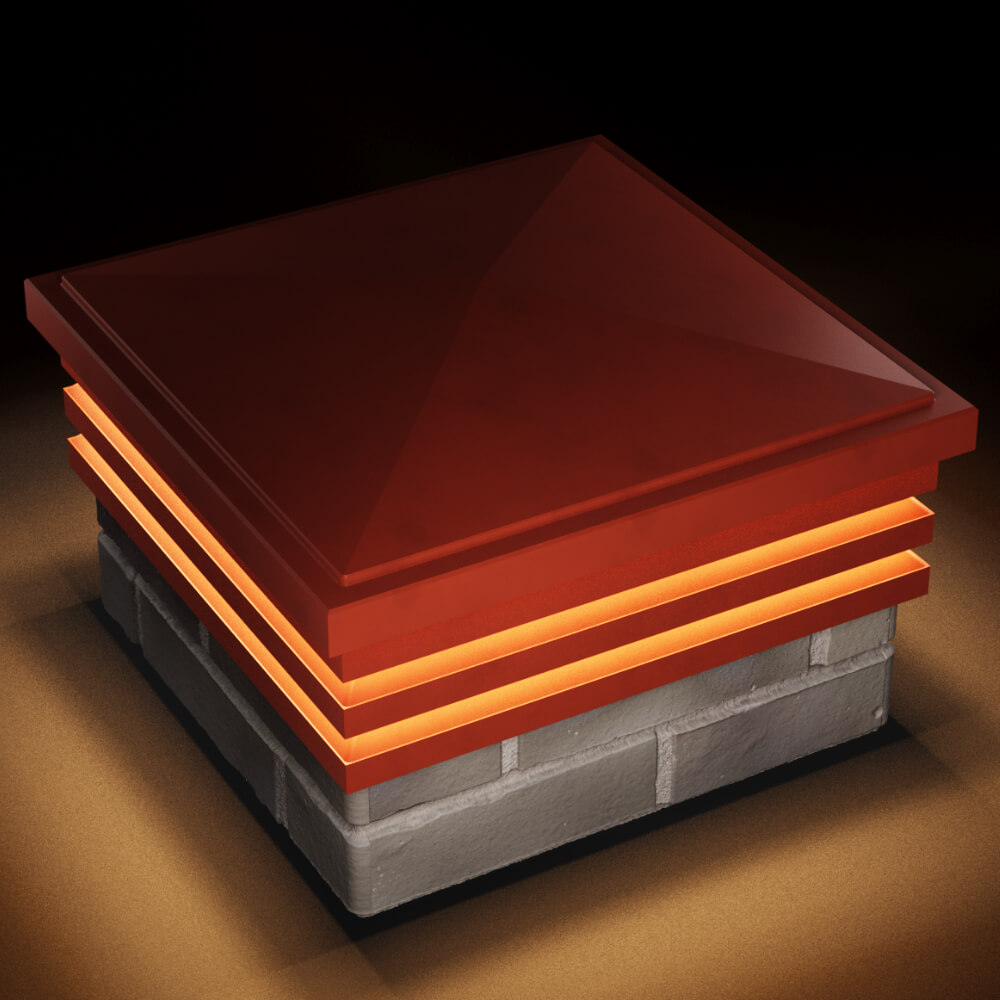 Колпак Zking Бона ХайТек Красный на столб 1.5х1.5 кирпича (385х385мм) с подсветкой в Бишкеке фото