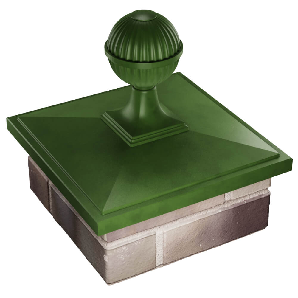 Колпак Zking БонаМоно Зеленый с шаром на столб 1.5х1.5 кирпича (385х385, 400х400мм) в сборе в Бишкеке фото