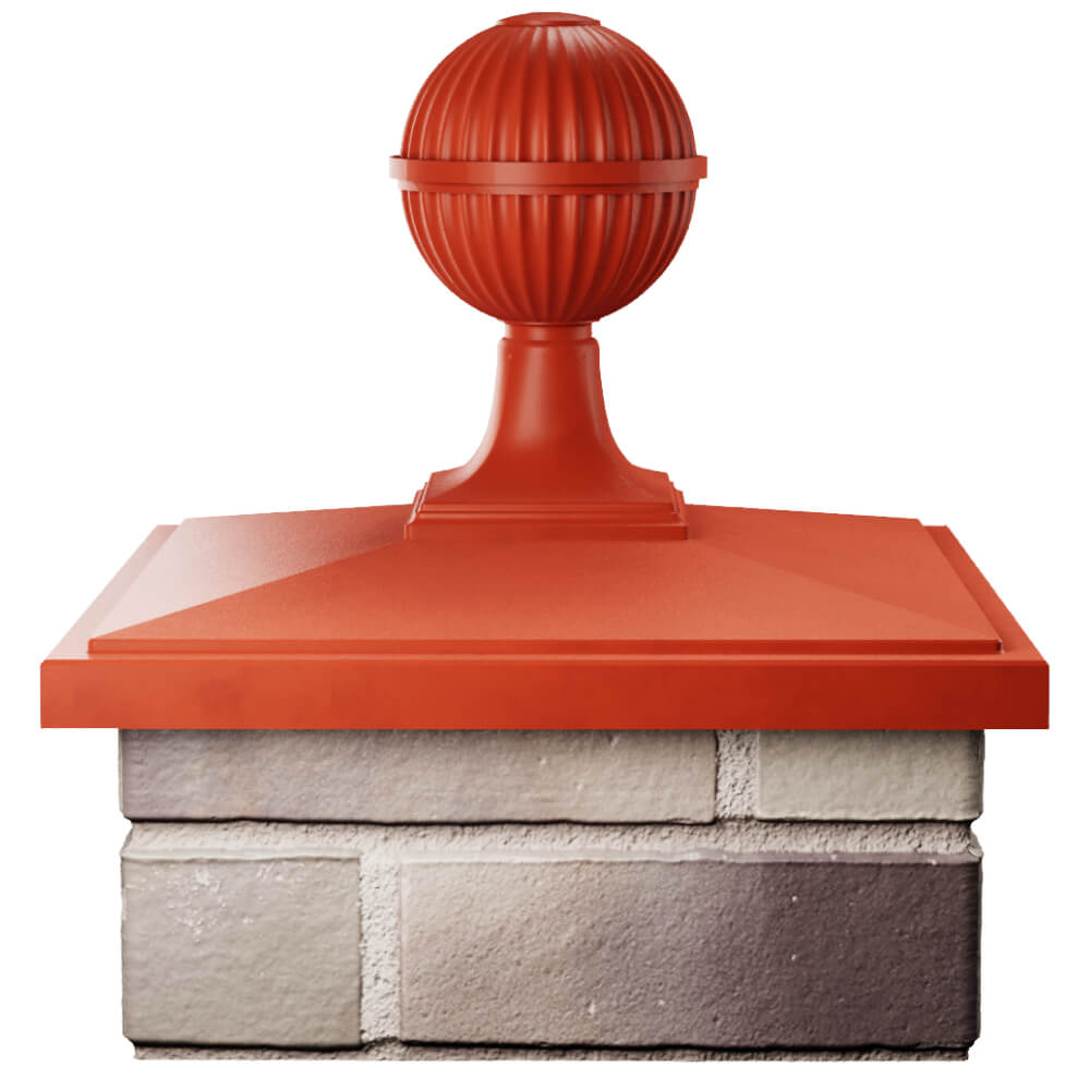 Колпак Zking БонаМоно Красный с шаром на столб 1.5х1.5 кирпича (385х385, 400х400мм) в сборе Бишкек фото