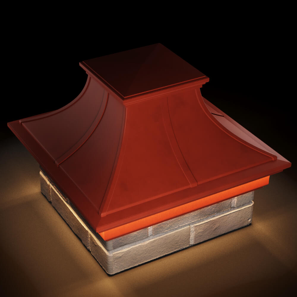 Колпак Zking Монблан Премиум Красный на столб 1.5х1.5 кирпича (385х385мм) с подсветкой в Бишкеке фото