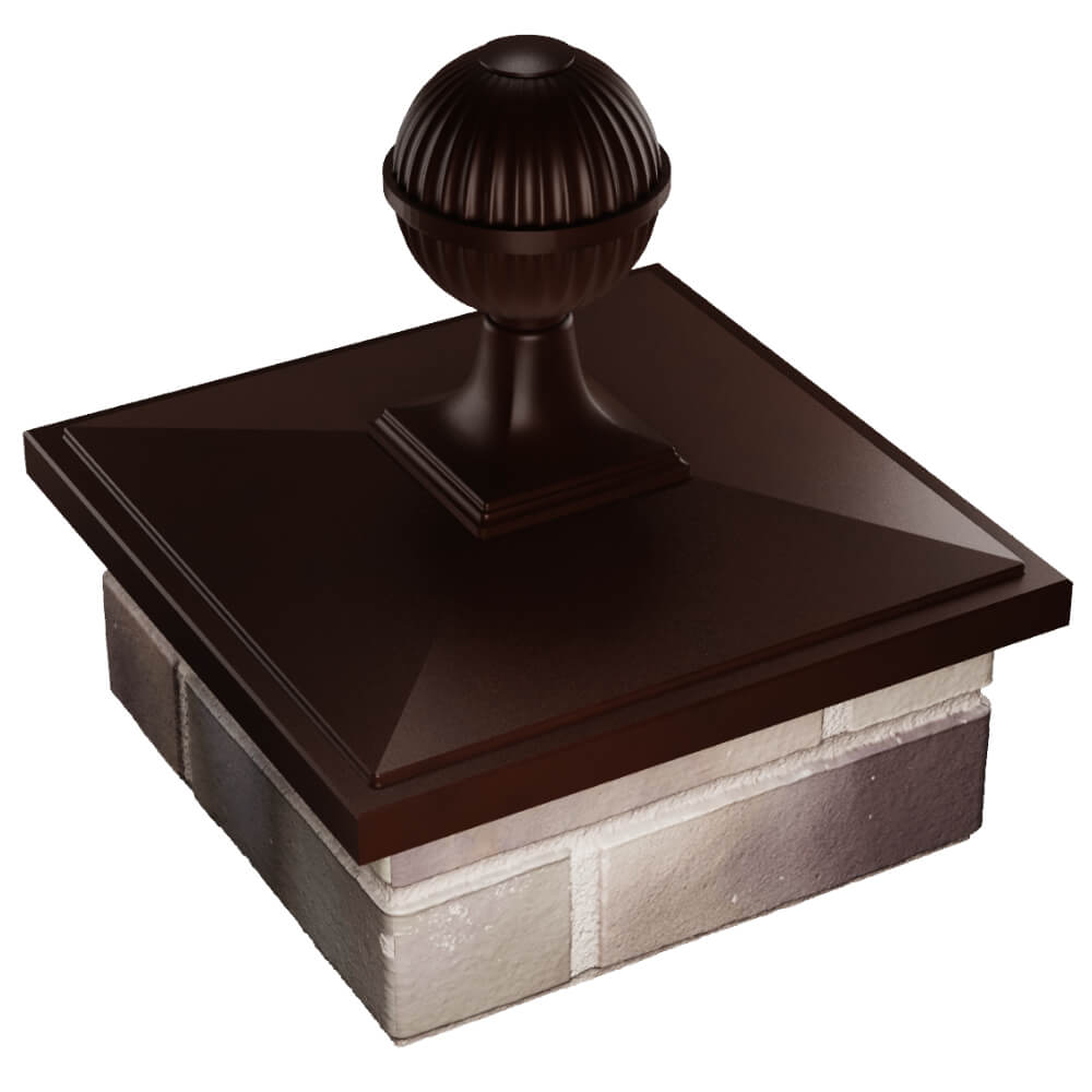 Колпак Zking БонаМоно Коричневый с шаром на столб 1.5х1.5 кирпича (385х385, 400х400мм) в сборе в Бишкеке фото