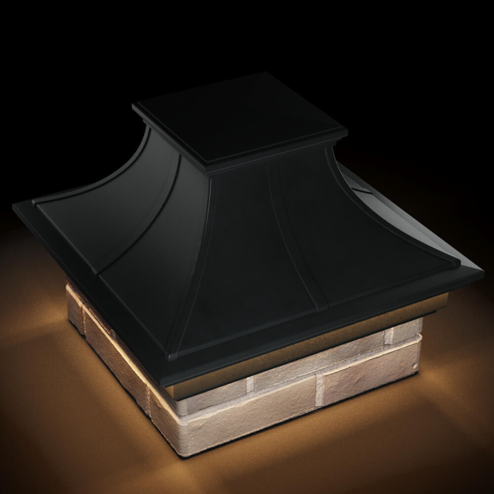 Колпак Zking Монблан Премиум Черный на столб 1.5х1.5 кирпича (385х385мм) с подсветкой в Бишкеке фото
