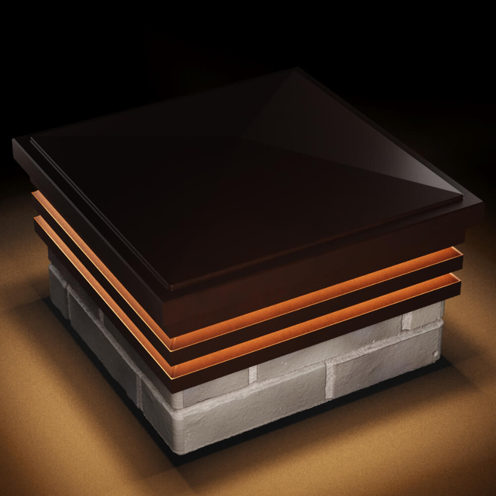 Колпак Zking Бона ХайТек Коричневый на столб 1.5х1.5 кирпича (385х385мм) с подсветкой в Бишкеке фото