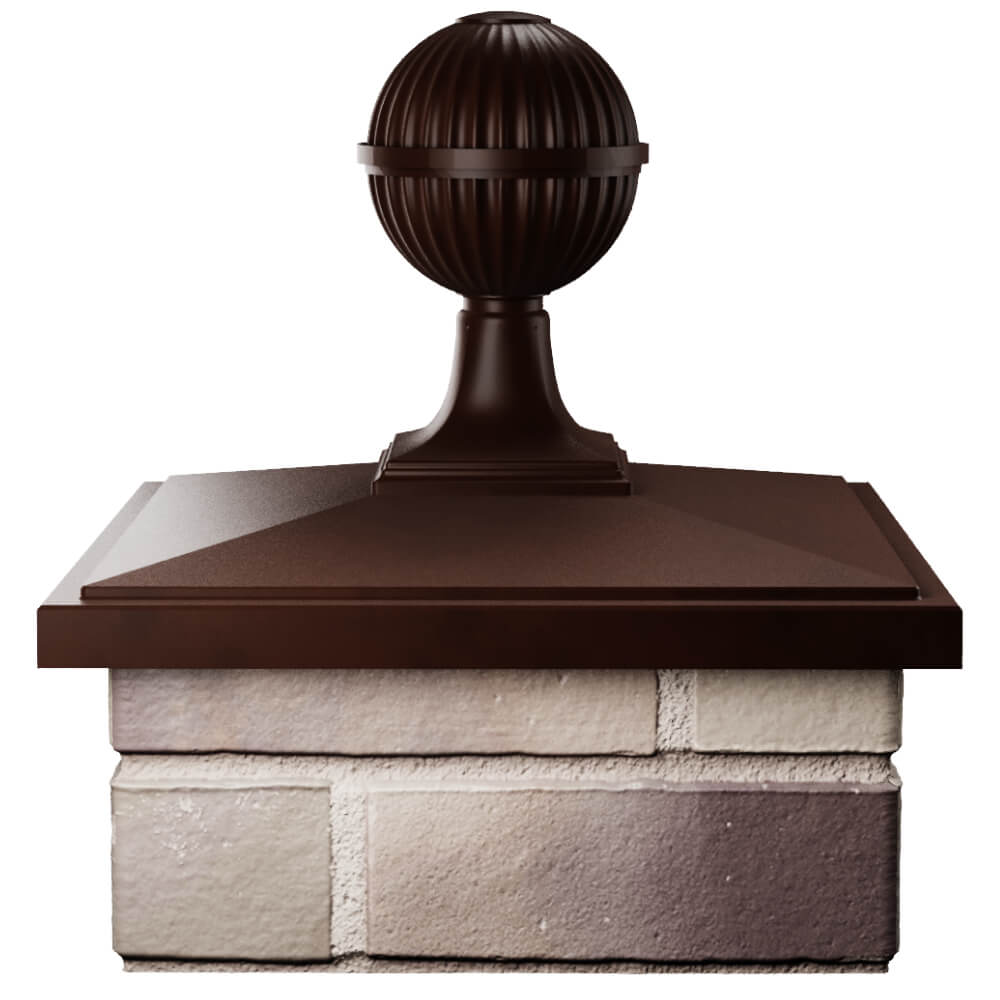 Колпак Zking БонаМоно Коричневый с шаром на столб 1.5х1.5 кирпича (385х385, 400х400мм) в сборе Бишкек фото