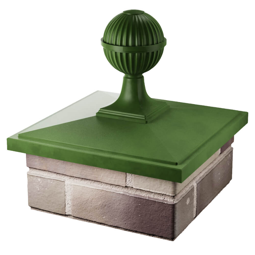 Колпак Zking БонаМоно Зеленый с шаром на столб 1.5х1.5 кирпича (385х385, 400х400мм) в сборе в Бишкеке фото