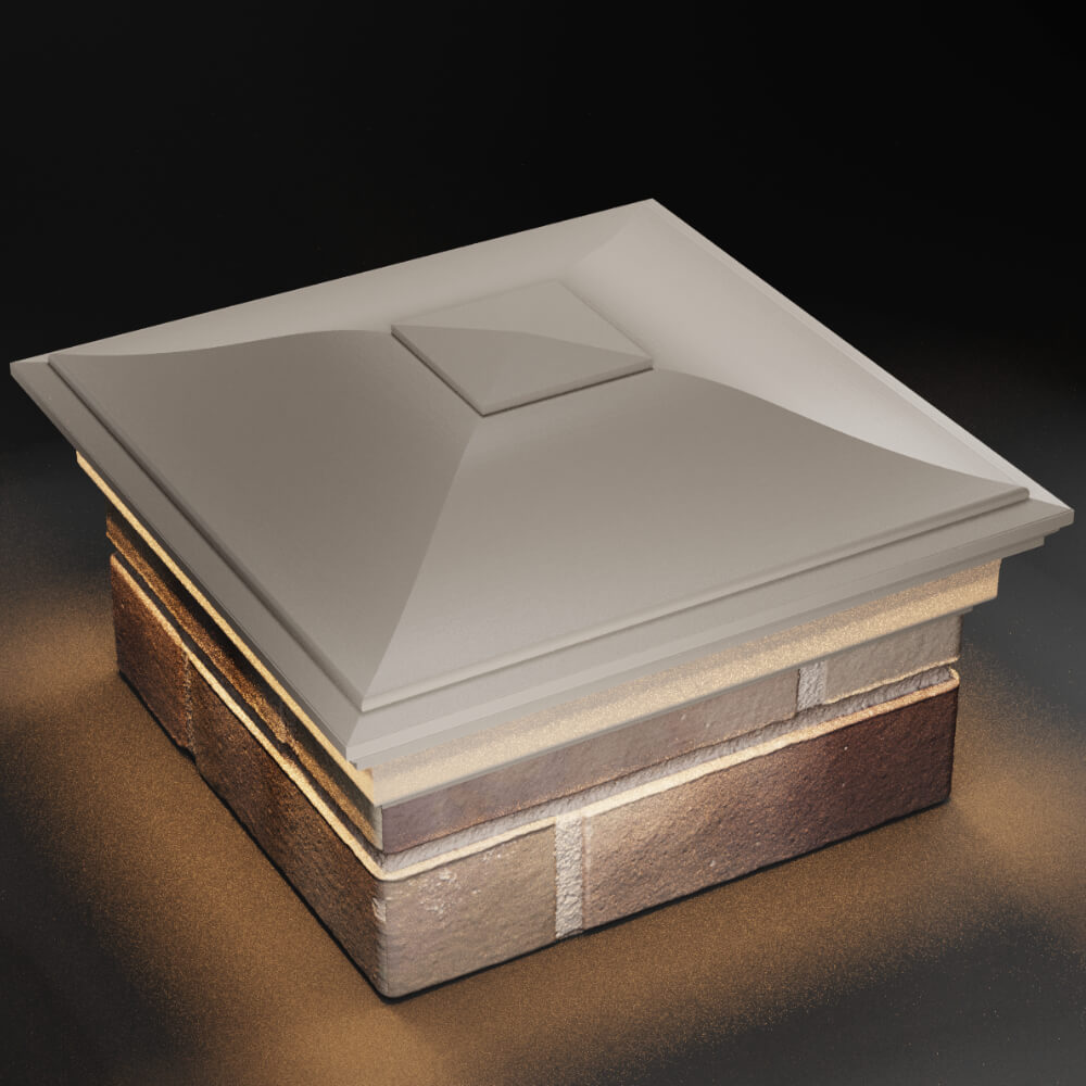 Колпак Zking Монблан Бежевый на столб 1.5х1.5 кирпича (385х385мм) с подсветкой в Бишкеке фото