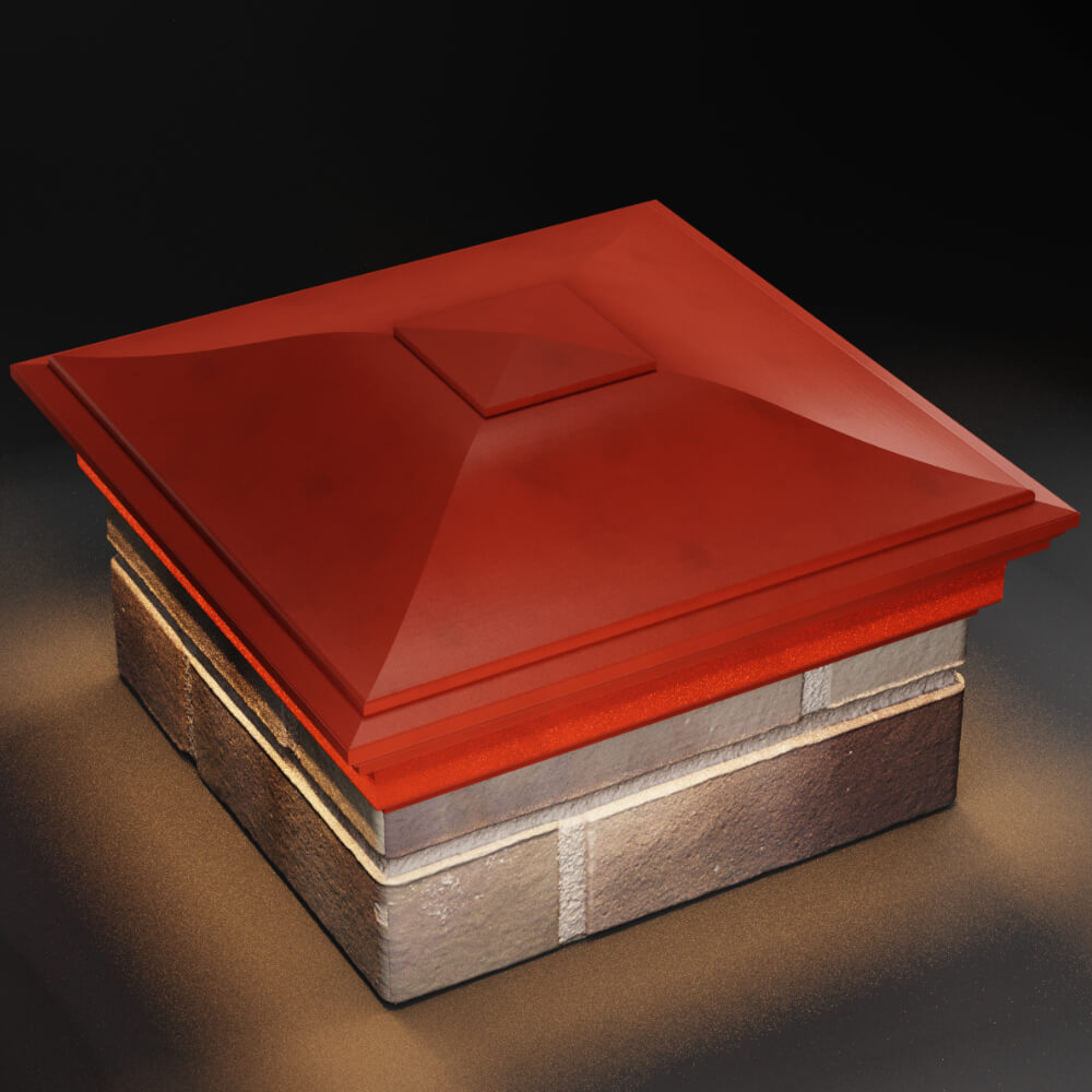 Колпак Zking Монблан Красный на столб 1.5х1.5 кирпича (385х385мм) с подсветкой в Бишкеке фото