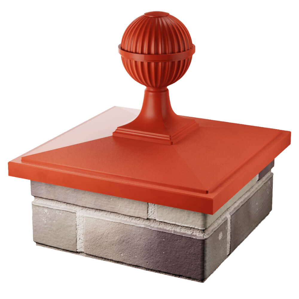 Колпак Zking БонаМоно Красный с шаром на столб 1.5х1.5 кирпича (385х385, 400х400мм) в сборе в Бишкеке фото
