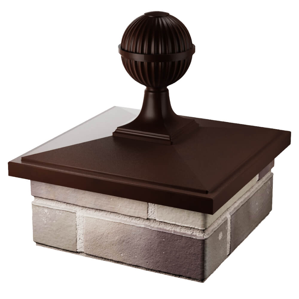 Колпак Zking БонаМоно Коричневый с шаром на столб 1.5х1.5 кирпича (385х385, 400х400мм) в сборе в Бишкеке фото