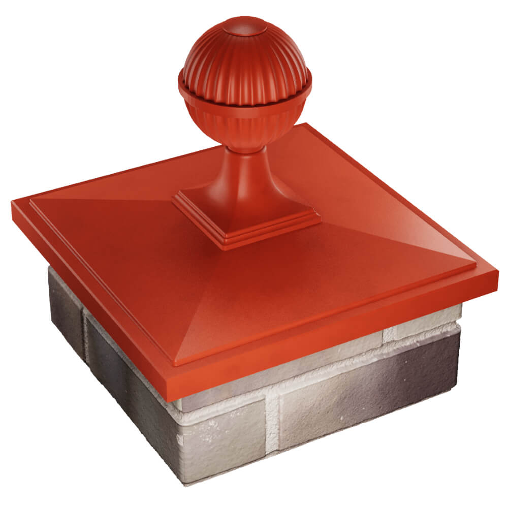 Колпак Zking БонаМоно Красный с шаром на столб 1.5х1.5 кирпича (385х385, 400х400мм) в сборе в Бишкеке фото
