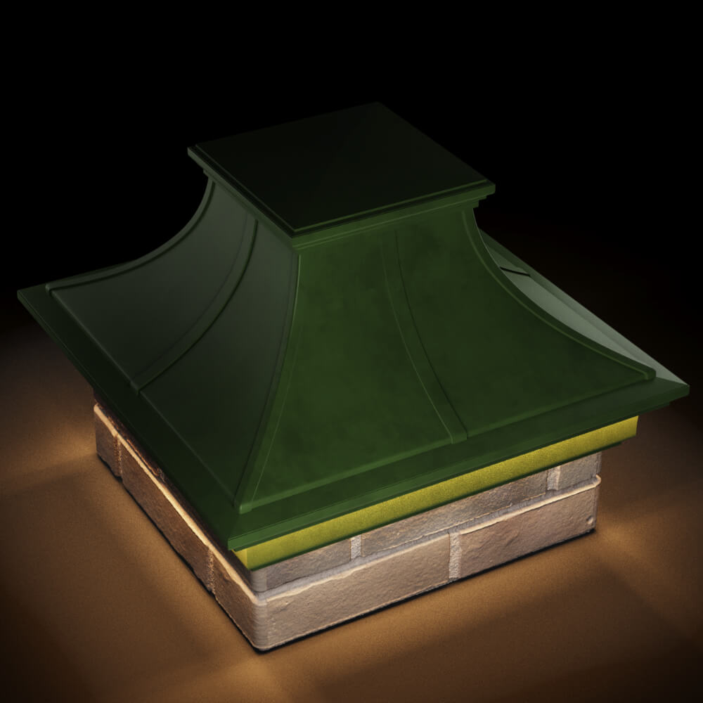 Колпак Zking Монблан Премиум Зеленый на столб 1.5х1.5 кирпича (385х385мм) с подсветкой в Бишкеке фото